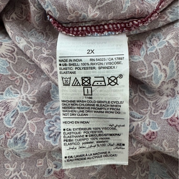 Old Navy Women Dress 2X Burgundy Floral Smocked Cottagecore Country Boho Prairie - Picture 11 of 15